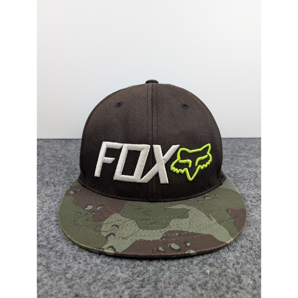Fox Racing Hat Cap Snapback Camo Spellout Logo Dirt Bike Motocross BMX Skate Y2K
